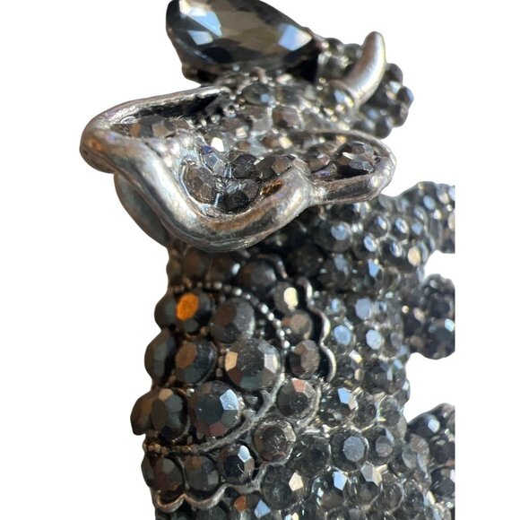 Elephant Brooch Mercasite Look Faux Smoky Quartz Vintage 2 x 1.5 inches Detailed - Picture 6 of 10